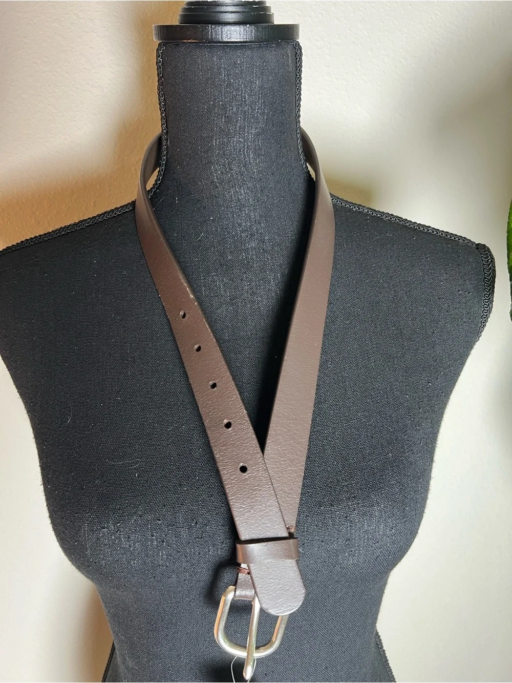 Crewcuts J. Crew Unisex Brown Belt Silver Buckle Genuine Buffalo Leather Size M